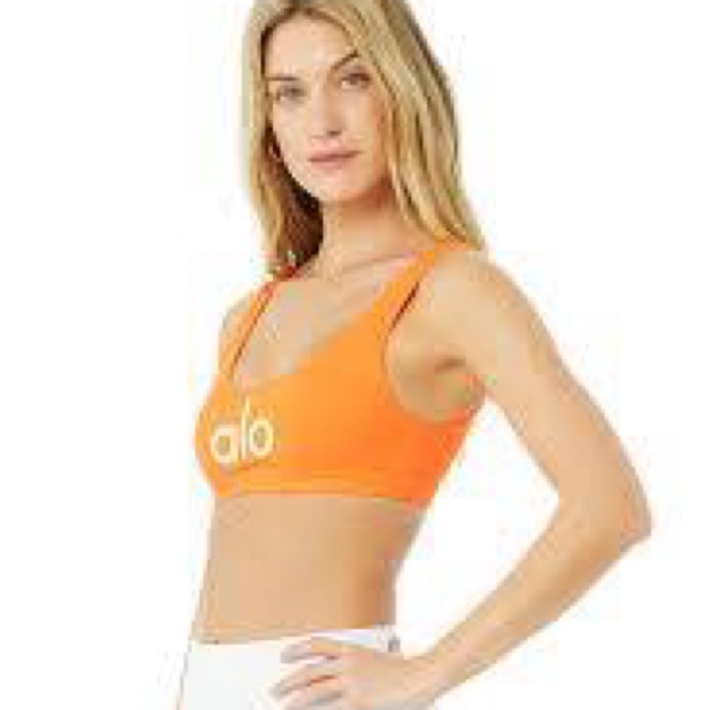 Neon Apricot/White Ambient Logo Bra - W9173RG Size XS